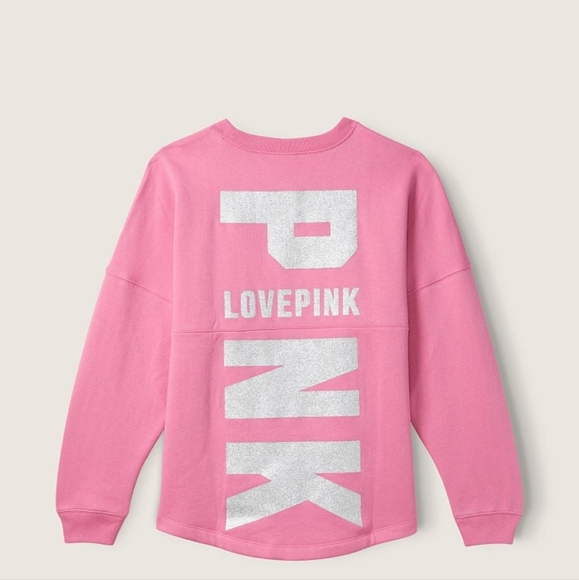 VS PINK Varsity Crewneck Sweatshirt with Glitter Logo - Picture 3 of 9
